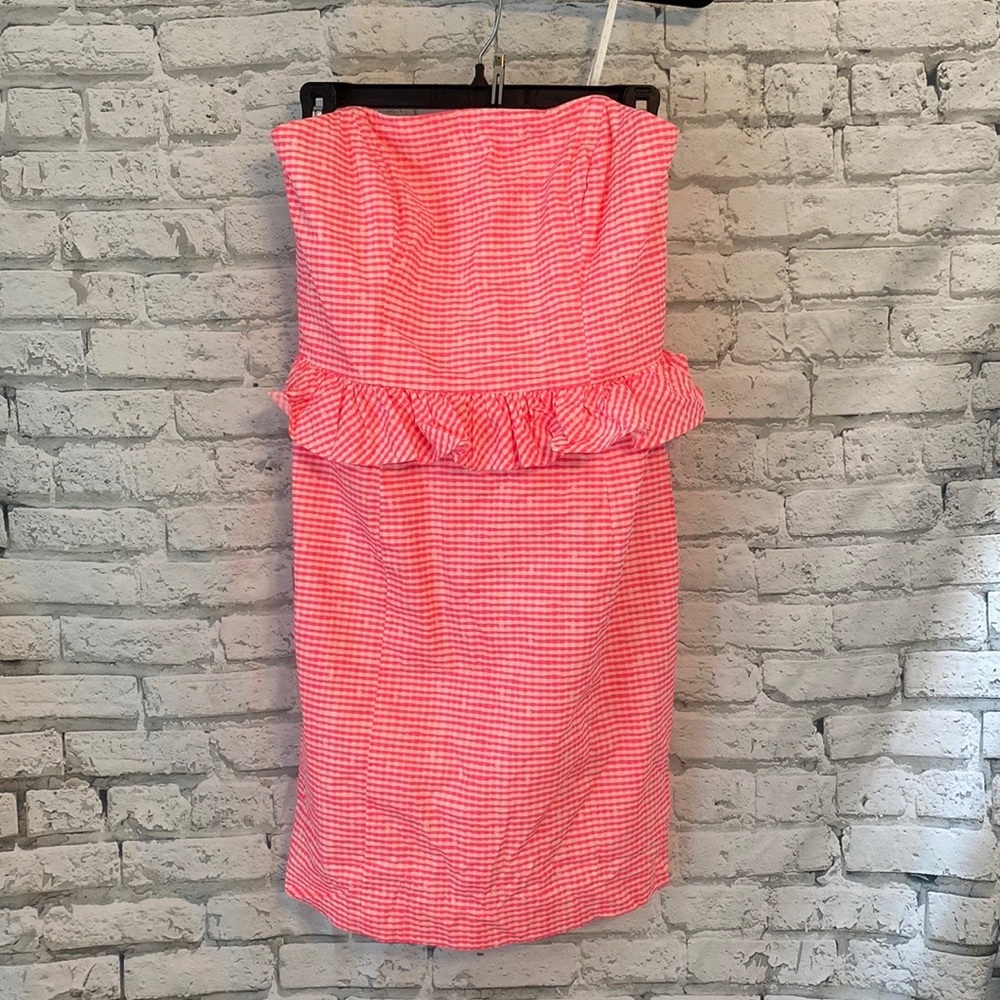 Lily Pulitzer Strapless Gingham Pink Dress Sz 6